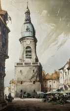 Julien Lacaze (1886-1971) Lithographie Vue de la Rochelle ? 71,5 x 51 cm FRANCE