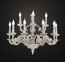 Lustre En Bois Classique Blanc 2 Niveaux À 9 Lumières BGA 1479-6-3M