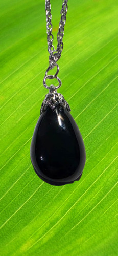 Pendentif obsidienne naturelle - pendentif,