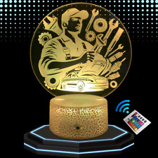 Lampe de chevet 3D LED Mecanicien mecano voiture - 16 couleurs - idée cadeau