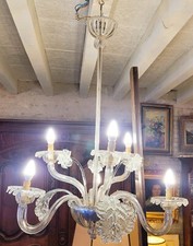 Lustre Murano classique en verre transparent à 6 lumières vénitien