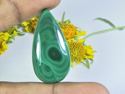 Cabochon poire malachite - en,