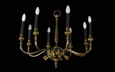 lustre en bronze, 8 lampes, années 1900 / chandelier, bronze 1900's