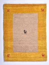 Oriental Noué à la Main Persan Gabbeh 80x65 CM Moderne Laine Poshti Beige Neuf