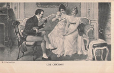 CP SCENE COSTUME EPOQUE CHANSON MUSICIEN MANDOLINE FEMMES EVENTAIL - 37208