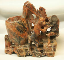 AA art Chine belle statuette pierre de lard godet  pinceaux 540g13cm singe    