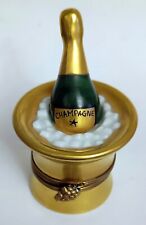BOITE A PILULES SEAU CHAMPAGNE PORCELAINE LIMOGES DECORATEUR GLORIETTE MAJOLICA