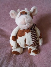 Doudou peluche vache écru
