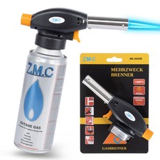 ZMC Brûleur À Gaz Bunsen Avec Allumage Piézo Lècheur + Cartouches De Gaz 227G