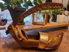 Sabot présentoir support porte bouteille à vin en bois et cuivre vintage déco