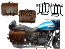 Adapté Pour Royal Enfield Meteor 350cc Cuir Marron Panier Sacs Paire Avec