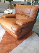 Fauteuil Vintage en Cuir Marron Roche Bobois Style  – Années 70/80