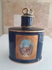 Bouteille porcelaine Cognac Camus, Anneaux, vide, 70cl, bleu de four