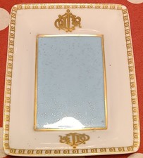 cendrier en porcelaine de Limoges .christian dior blanc, bleu paillette, or. 