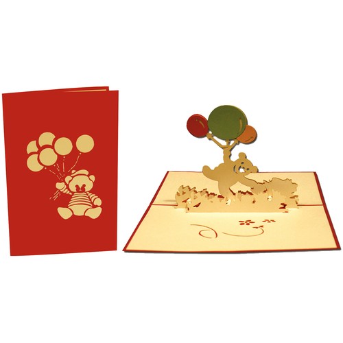 Carte ourson ballons pop - ourson,