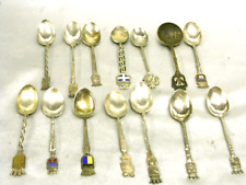 LOT DE 14 PETITES CUILLÈRES DE COLLECTION BLASON VILLE METAL ARGENTE EMAILLE