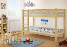 Lit superposé enfant pin massif naturel 90x200, accessoires variables