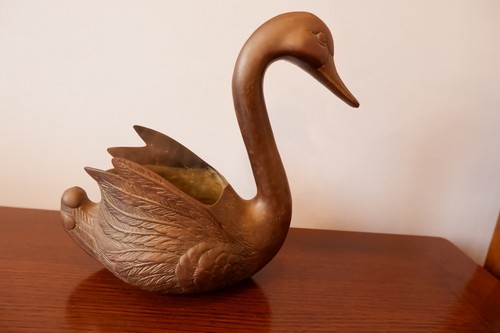Cygne bronze cache - cygne, cache-pot