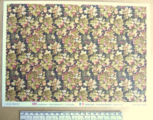 Papier peint motif floral - peint, –