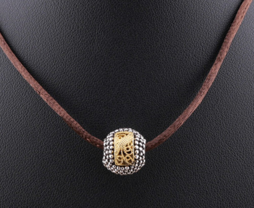 Collier fil soie marron - fil, en
