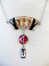 Pendentif Art déco en cristal, collier éventail style années 30