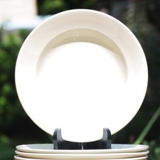 Ensemble de 4 assiettes creuses anciennes  Digoin Sarreguemines blanches shabby