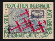 EXPO AÉRONAUTIQUE PARIS 1930 CARTE NUMÉROTÉE AVEC TAMPONS MERMOZ BYRD COSTES