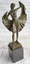 Sculpture En Bronze Statue Danseuse Vintage ~ÉROTICA~HOT Peinte Vienne Marbre