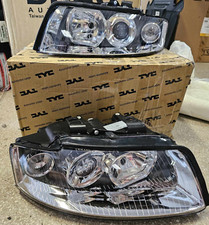 2x PHARE AVANT DROIT + GAUCHE ÉLECTRIQUE CHROME NOIR POUR AUDI A4 AVANT 2001-04