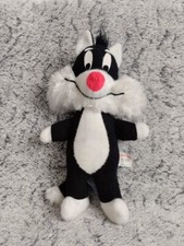 Peluche Gros Minet vintage - Doudou chat noir et blanc - Warner Bros -
