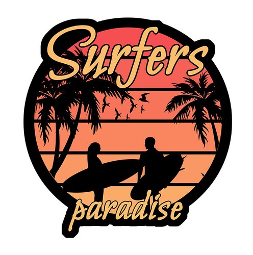 Surfer paradise vague - vague, palmiers