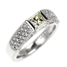 Bague diamant taille princesse Pt900 0,568 ct D0,55 ct - Livraison gratuite...