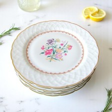 Limoges Bernardaud 6 assiettes plates porcelaine modèle Liliane pour Christofle