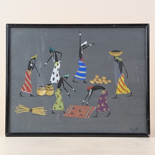 Tableau gouache africaine - gouache,