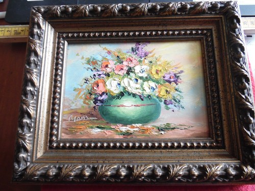 Ancien tableau huile école - ancien,