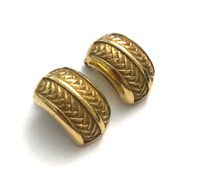 Boucles d'oreilles clips métal doré signé Christian Dior Vintage Haute Couture