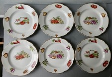 6 assiettes plates, décor légumes, de la 1ère moitié du XXème