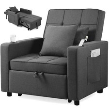Makika Fauteuil Lit Chauffeuse Chaise Longue Accoudoirs Pliable Porte-boisson