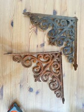 Paire équerres en fonte supports pour étagère console