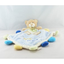 Doudou plat ours bleu jaune