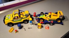 XP LOT PLAYMOBIL PICK UP REMORQUE VOITURE COURSE FORMULE 1 F1 TEAM VALVOLINE
