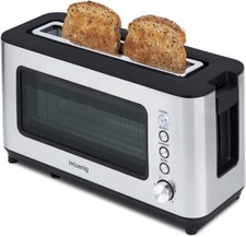 Grille pain Toaster 2 tranches VIEW7 Fentes larges Vitre Transparente Inox vi...