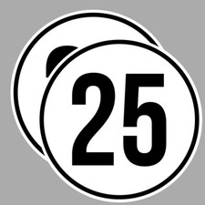 2 STICKERS VITESSE LIMITE 25KM/H REMORQUE TRACTEUR VAN GRUE ENGIN 20cm VA069