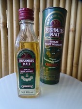 mignonnette BUSHMILLS MALT Whiskey Whisky bouteille verre 5 cl + boite 