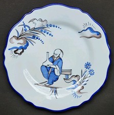 RARE SUPERBE ancienne ASSIETTE signée NEVERS MONTAGNON décor CHINOIS 18,7cm