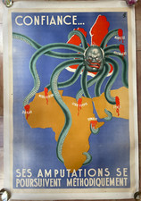 WORLD WAR II- 1940 WINSTON CHURCHILL LARGE ORIGINAL PROPAGANDA POSTER ON LINEN