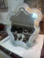 Miroir Vintage Fleurs Bleu Doré  Murano Tosi Old Murano Mirror Flowers