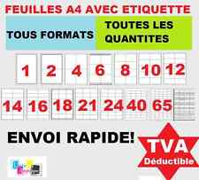 planche d'étiquettes feuilles A4 avec étiquettes autocollante pour imprimante