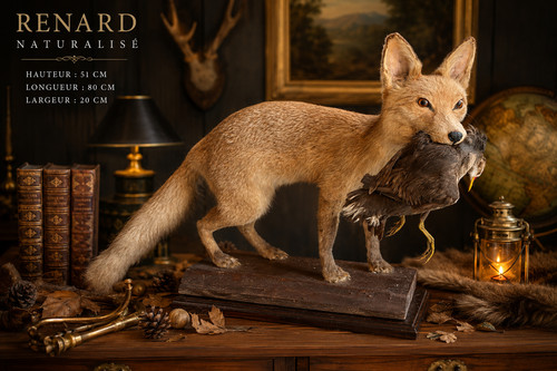 Renard naturalisé avec - , sa