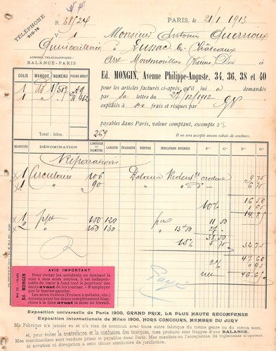 1913 mongin paris m - mongin,